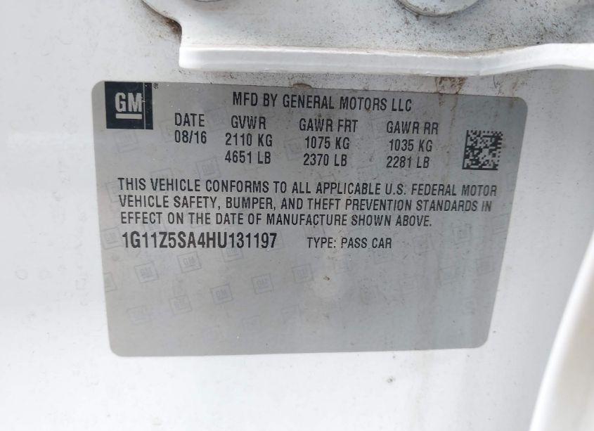 Photo 9 of 2017 Chevrolet Impala LS (VIN 1G11Z5SA4HU131197)