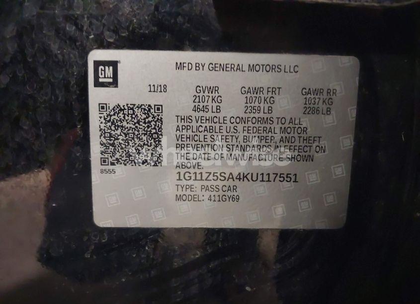 Photo 9 of 2019 Chevrolet Impala LT (VIN 1G11Z5SA4KU117551)