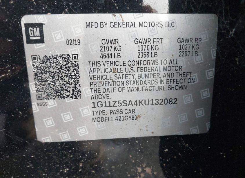 Photo 9 of 2019 Chevrolet Impala LT (VIN 1G11Z5SA4KU132082)