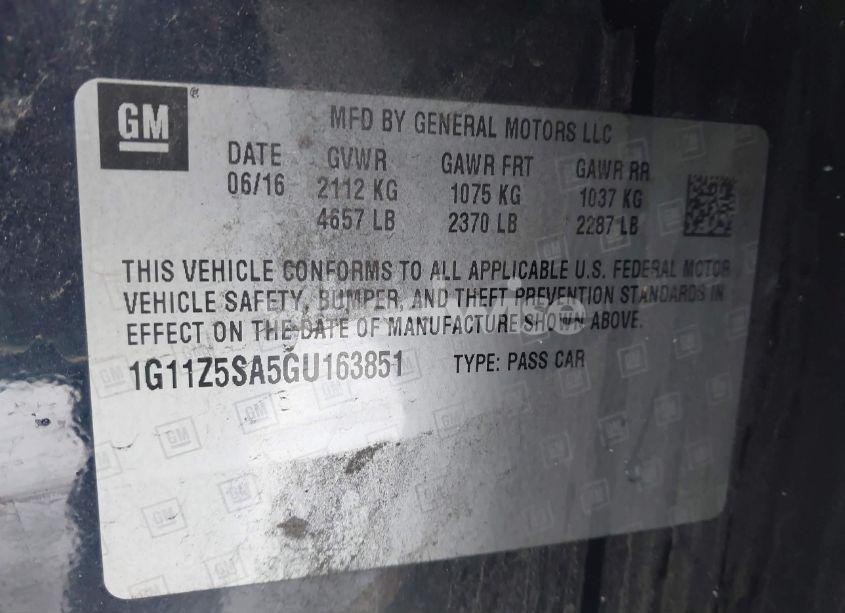 Photo 9 of 2016 Chevrolet Impala LS (VIN 1G11Z5SA5GU163851)