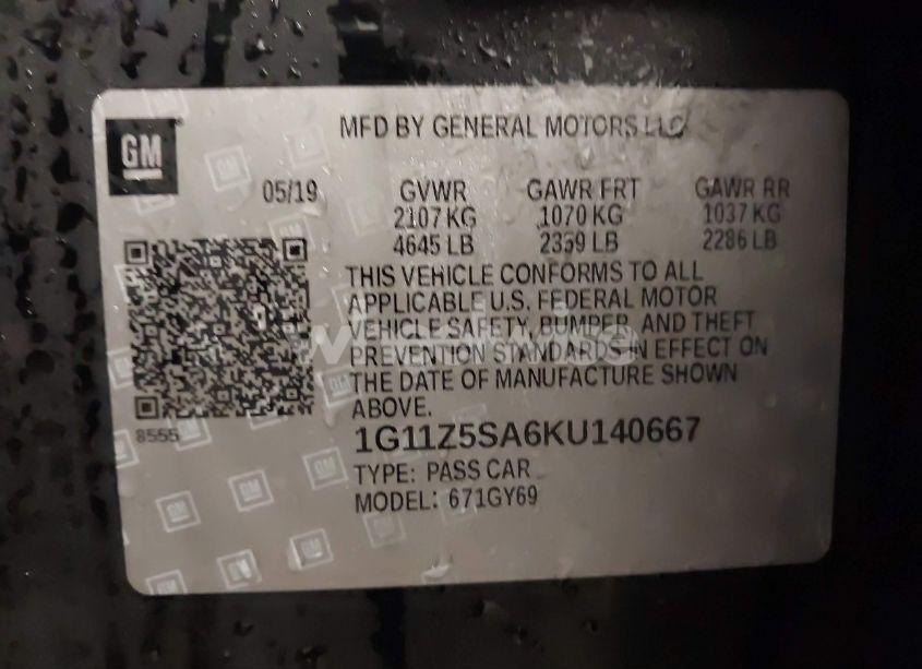 Photo 9 of 2019 Chevrolet Impala (VIN 1G11Z5SA6KU140667)