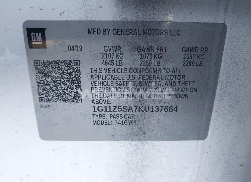 Photo 9 of 2019 Chevrolet Impala LT (VIN 1G11Z5SA7KU137664)