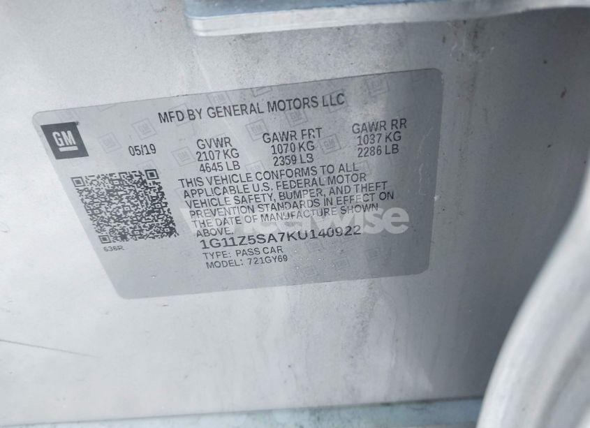 Photo 9 of 2019 Chevrolet Impala LT (VIN 1G11Z5SA7KU140922)