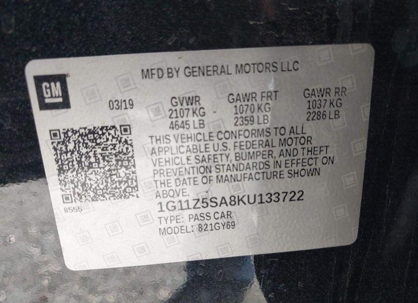 Photo 9 of 2019 Chevrolet Impala LT (VIN 1G11Z5SA8KU133722)