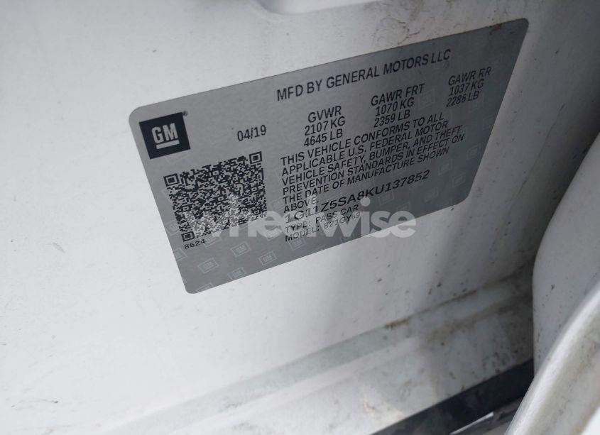 Photo 9 of 2019 Chevrolet Impala LT (VIN 1G11Z5SA8KU137852)