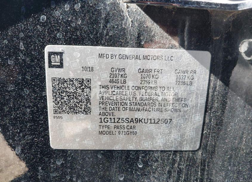 Photo 9 of 2019 Chevrolet Impala LT (VIN 1G11Z5SA9KU112507)