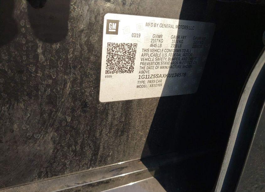 Photo 9 of 2019 Chevrolet Impala LT (VIN 1G11Z5SAXKU134578)