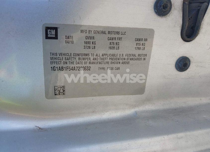 Photo 9 of 2010 Chevrolet Cobalt LS (VIN 1G1AB1F54A7200632)