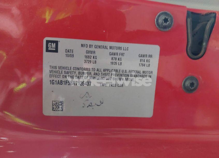 Photo 9 of 2010 Chevrolet Cobalt LS (VIN 1G1AB1F58A7126437)