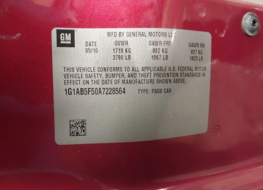 Photo 9 of 2010 Chevrolet Cobalt LS (VIN 1G1AB5F50A7228564)