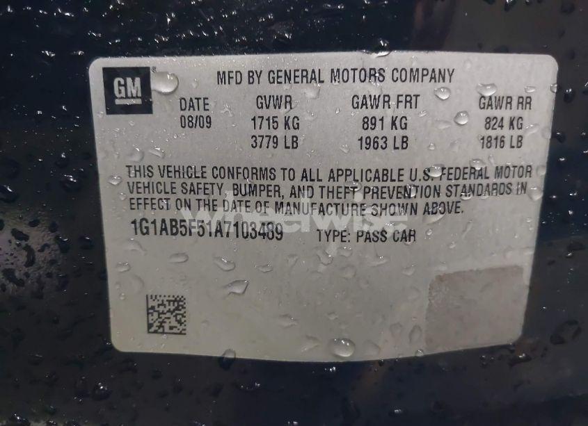 Photo 9 of 2010 Chevrolet Cobalt LS (VIN 1G1AB5F51A7103489)