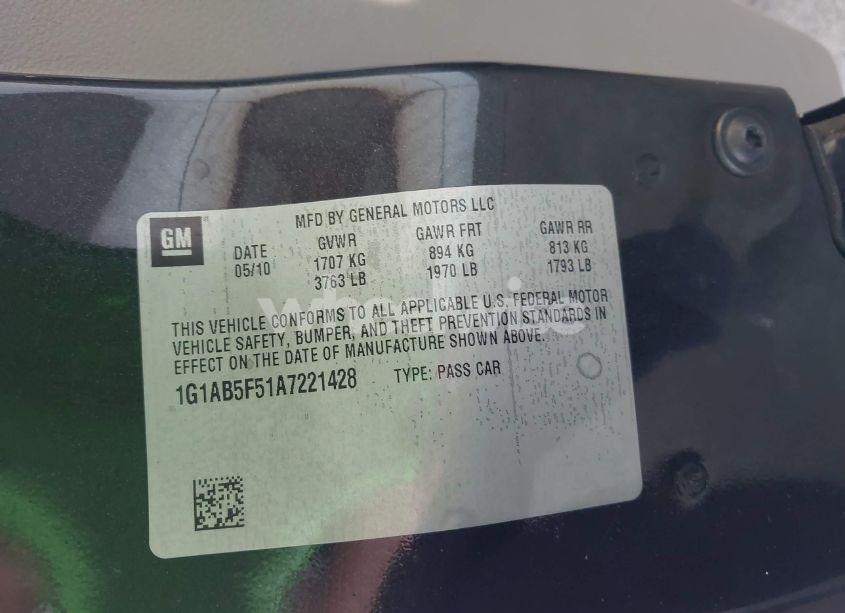 Photo 9 of 2010 Chevrolet Cobalt LS (VIN 1G1AB5F51A7221428)