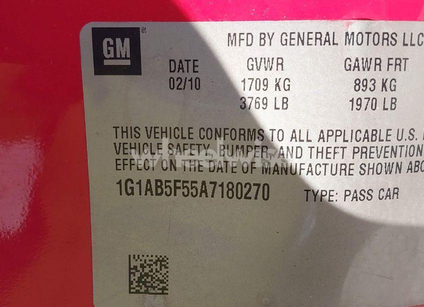 Photo 9 of 2010 Chevrolet Cobalt LS (VIN 1G1AB5F55A7180270)