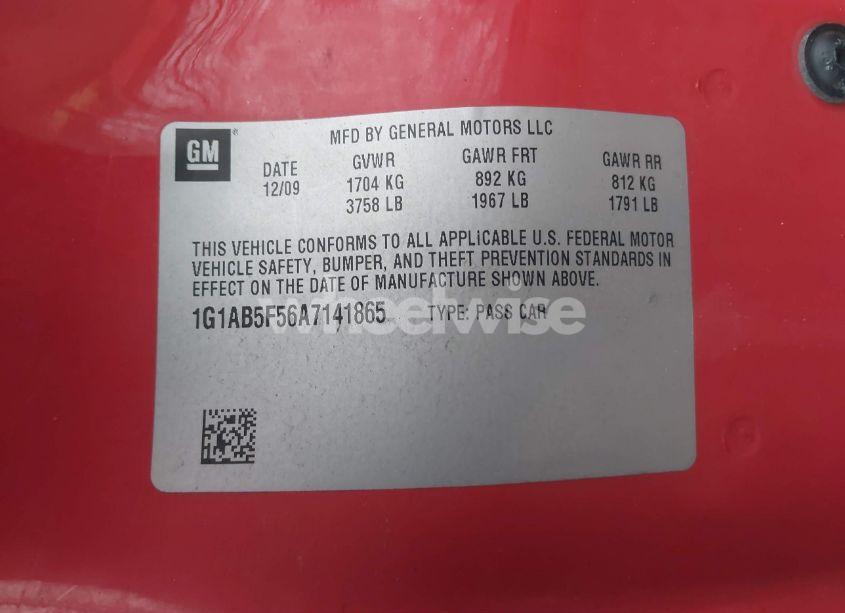 Photo 9 of 2010 Chevrolet Cobalt LS (VIN 1G1AB5F56A7141865)