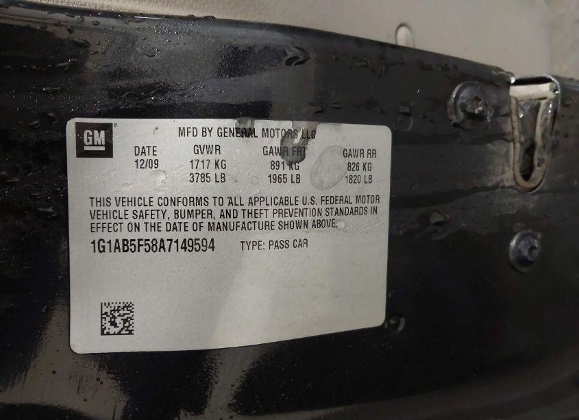 Photo 9 of 2010 Chevrolet Cobalt LS (VIN 1G1AB5F58A7149594)