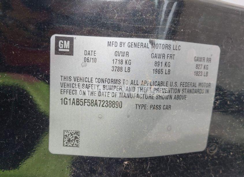 Photo 9 of 2010 Chevrolet Cobalt LS (VIN 1G1AB5F58A7238890)