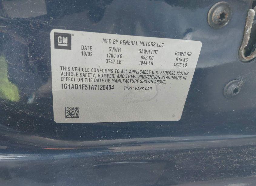 Photo 9 of 2010 Chevrolet Cobalt LT (VIN 1G1AD1F51A7126404)