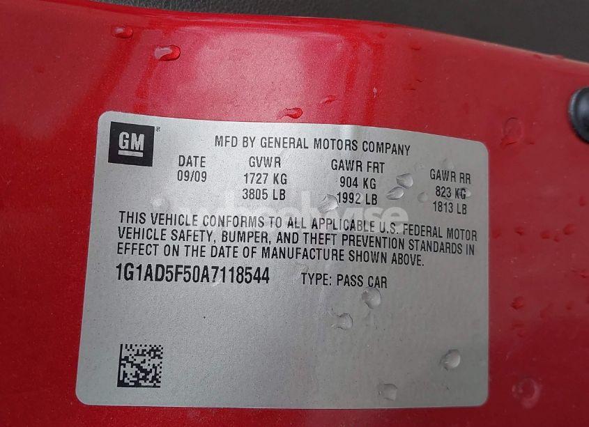 Photo 9 of 2010 Chevrolet Cobalt LT (VIN 1G1AD5F50A7118544)