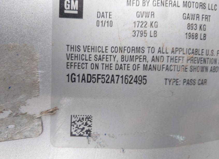 Photo 9 of 2010 Chevrolet Cobalt LT (VIN 1G1AD5F52A7162495)