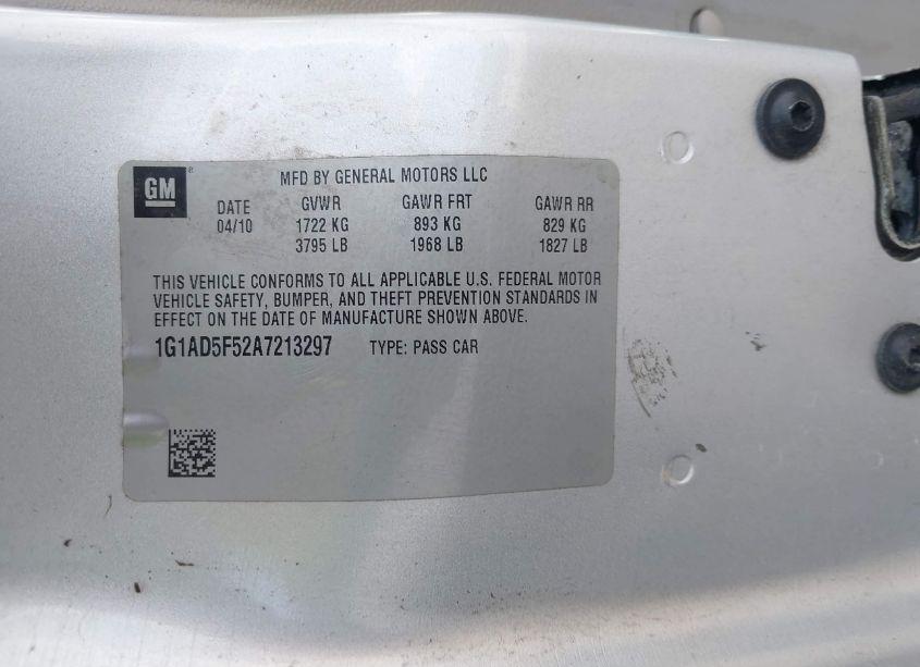 Photo 9 of 2010 Chevrolet Cobalt LT (VIN 1G1AD5F52A7213297)