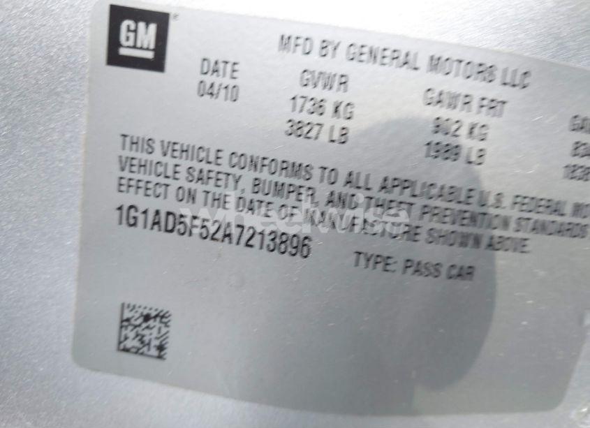 Photo 9 of 2010 Chevrolet Cobalt LT (VIN 1G1AD5F52A7213896)