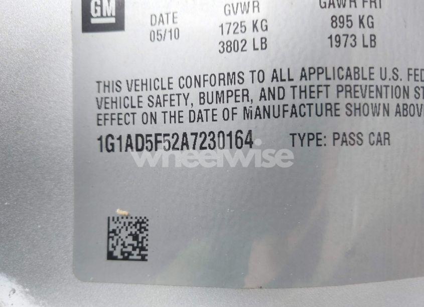 Photo 9 of 2010 Chevrolet Cobalt LT (VIN 1G1AD5F52A7230164)