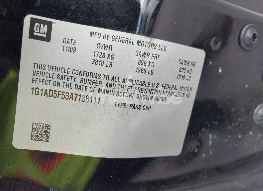 Photo 9 of 2010 Chevrolet Cobalt LT (VIN 1G1AD5F53A7138111)