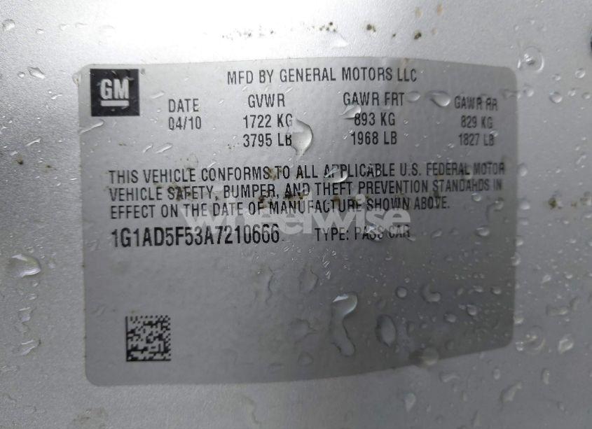 Photo 9 of 2010 Chevrolet Cobalt LT (VIN 1G1AD5F53A7210666)