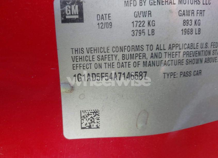 Photo 9 of 2010 Chevrolet Cobalt LT (VIN 1G1AD5F54A7146587)