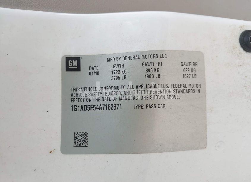 Photo 9 of 2010 Chevrolet Cobalt LT (VIN 1G1AD5F54A7162871)