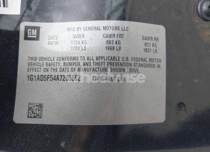 Photo 9 of 2010 Chevrolet Cobalt LT (VIN 1G1AD5F54A7203662)