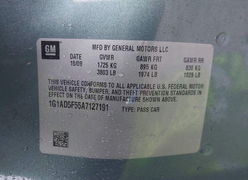 Photo 9 of 2010 Chevrolet Cobalt LT (VIN 1G1AD5F55A7127191)