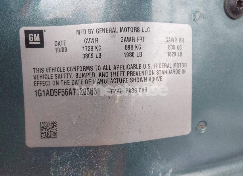 Photo 9 of 2010 Chevrolet Cobalt LT (VIN 1G1AD5F56A7120363)