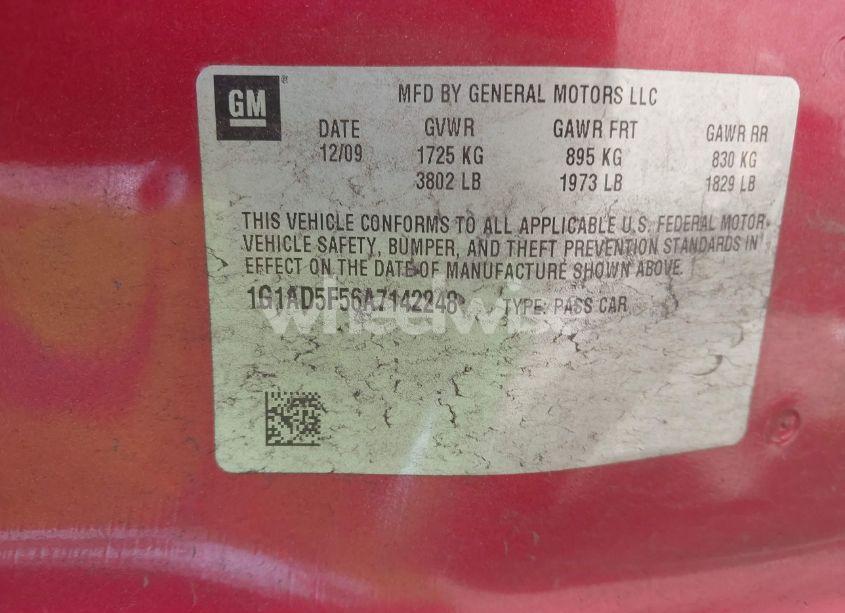 Photo 9 of 2010 Chevrolet Cobalt LT (VIN 1G1AD5F56A7142248)