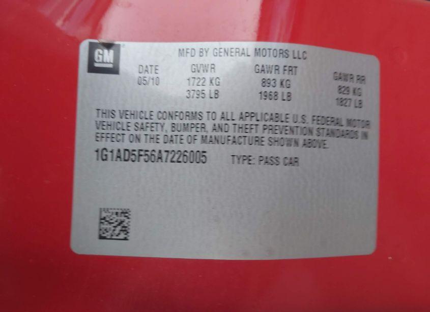 Photo 9 of 2010 Chevrolet Cobalt LT (VIN 1G1AD5F56A7226005)