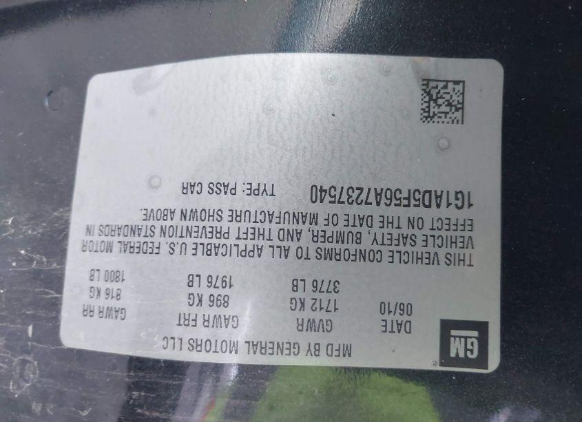 Photo 9 of 2010 Chevrolet Cobalt LT (VIN 1G1AD5F56A7237540)