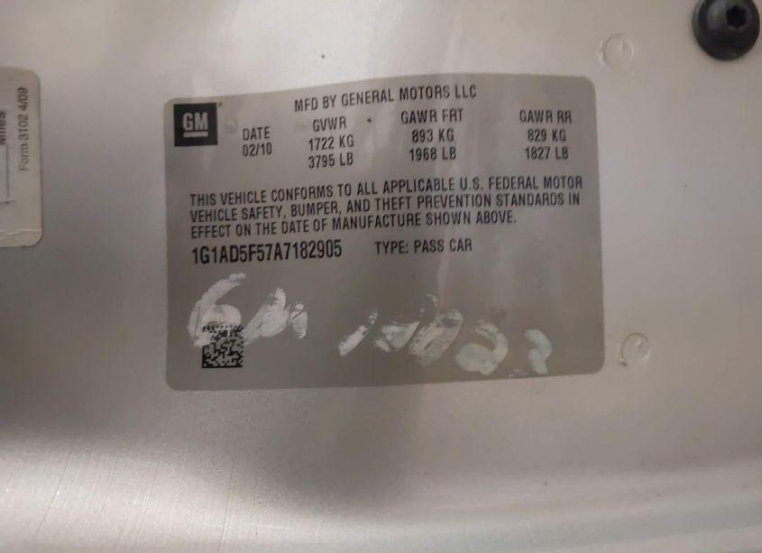 Photo 9 of 2010 Chevrolet Cobalt LT (VIN 1G1AD5F57A7182905)