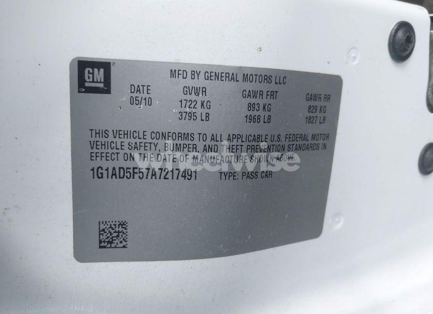 Photo 9 of 2010 Chevrolet Cobalt LT (VIN 1G1AD5F57A7217491)