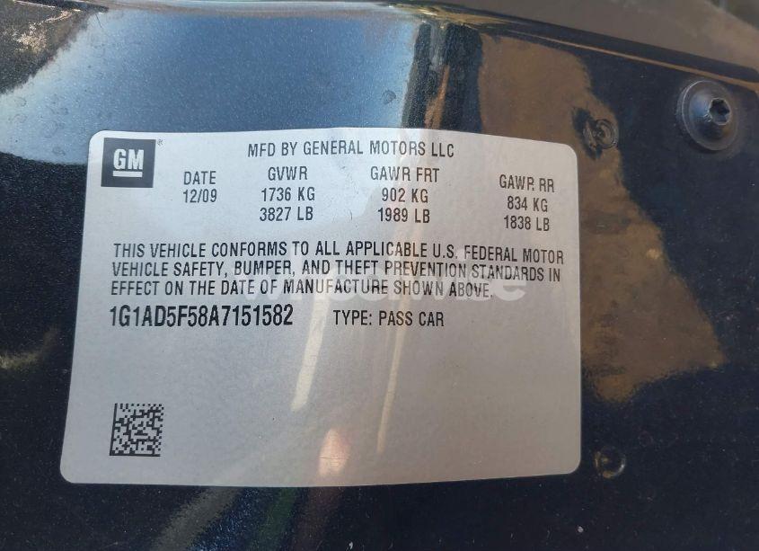 Photo 9 of 2010 Chevrolet Cobalt LT (VIN 1G1AD5F58A7151582)