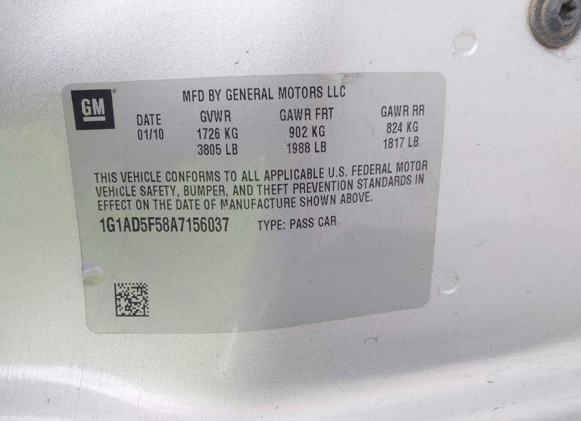 Photo 9 of 2010 Chevrolet Cobalt LT (VIN 1G1AD5F58A7156037)