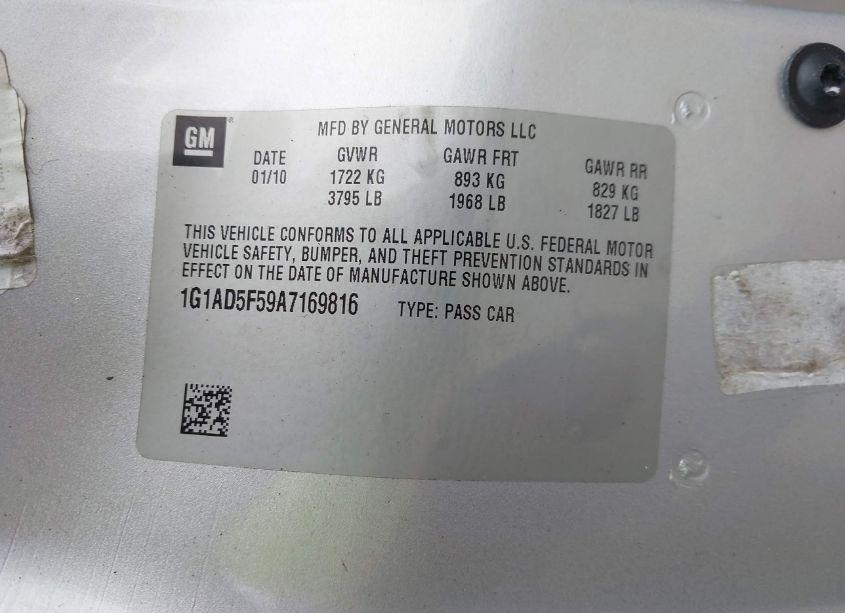 Photo 9 of 2010 Chevrolet Cobalt LT (VIN 1G1AD5F59A7169816)