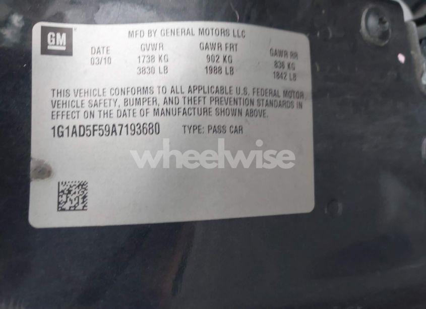 Photo 9 of 2010 Chevrolet Cobalt LT (VIN 1G1AD5F59A7193680)