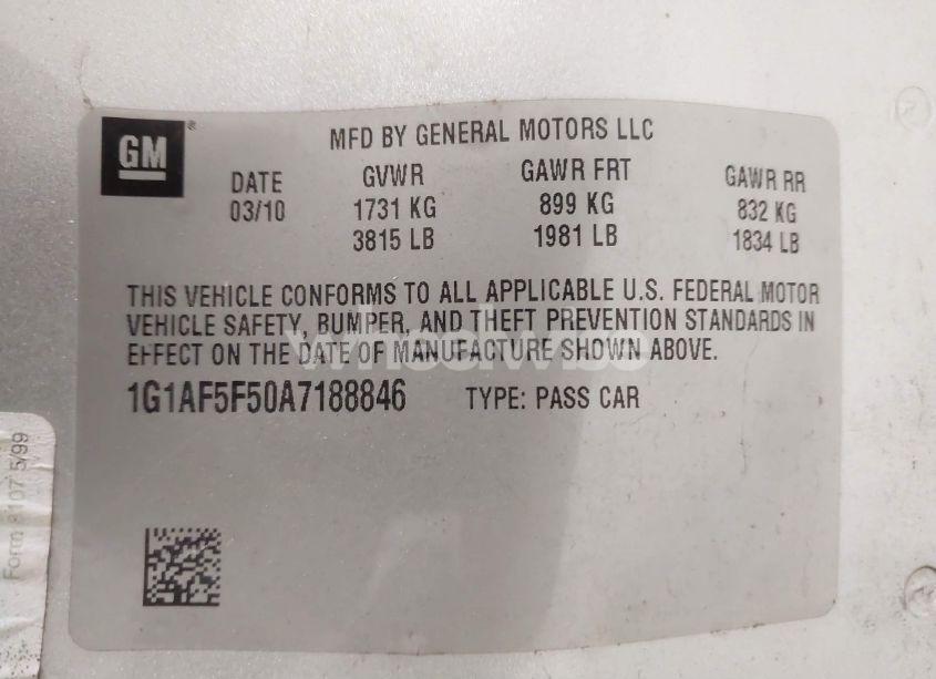 Photo 9 of 2010 Chevrolet Cobalt (VIN 1G1AF5F50A7188846)