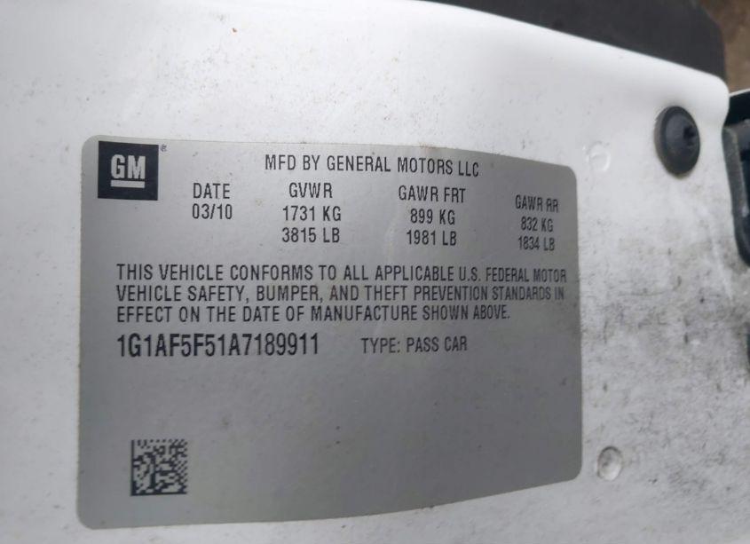 Photo 9 of 2010 Chevrolet Cobalt LT (VIN 1G1AF5F51A7189911)