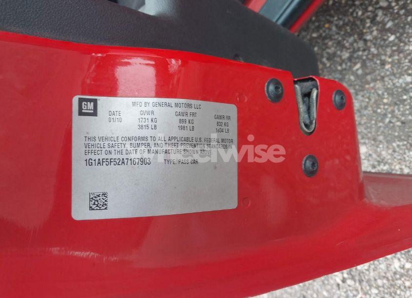 Photo 9 of 2010 Chevrolet Cobalt LT (VIN 1G1AF5F52A7167903)