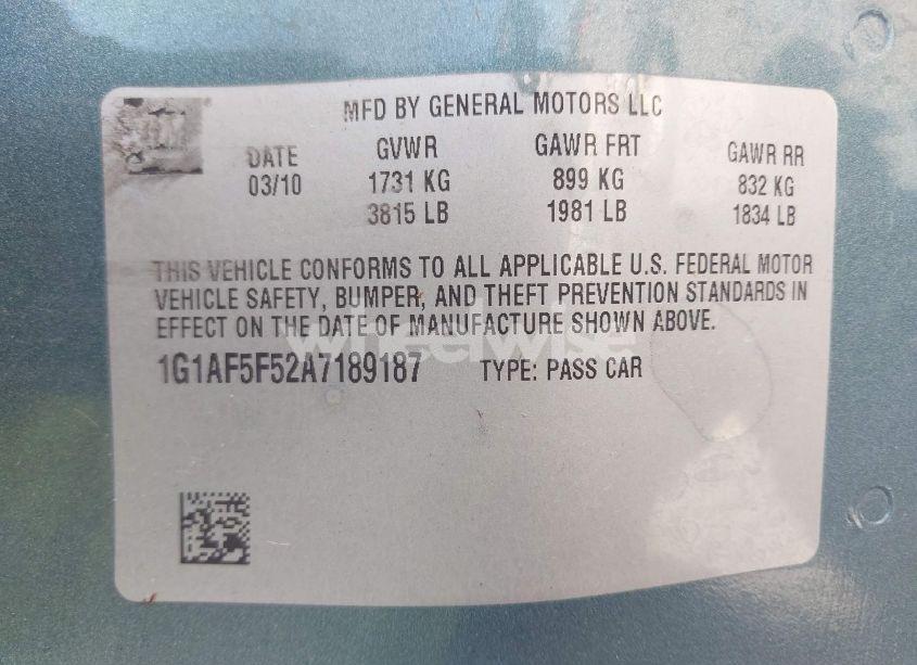 Photo 9 of 2010 Chevrolet Cobalt LT (VIN 1G1AF5F52A7189187)