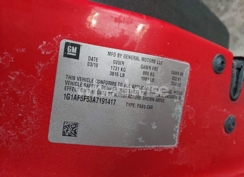 Photo 9 of 2010 Chevrolet Cobalt LT (VIN 1G1AF5F53A7191417)