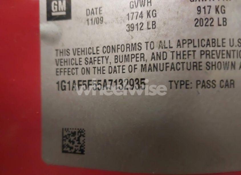 Photo 9 of 2010 Chevrolet Cobalt LT (VIN 1G1AF5F55A7132935)