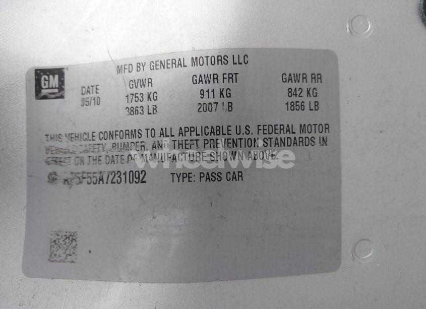 Photo 9 of 2010 Chevrolet Cobalt LT (VIN 1G1AF5F55A7231092)