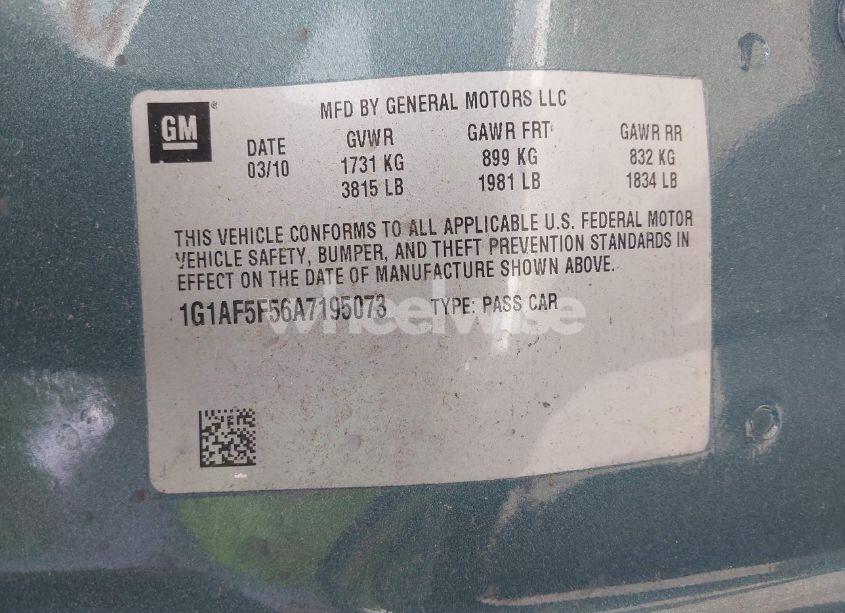 Photo 9 of 2010 Chevrolet Cobalt LT (VIN 1G1AF5F56A7195073)